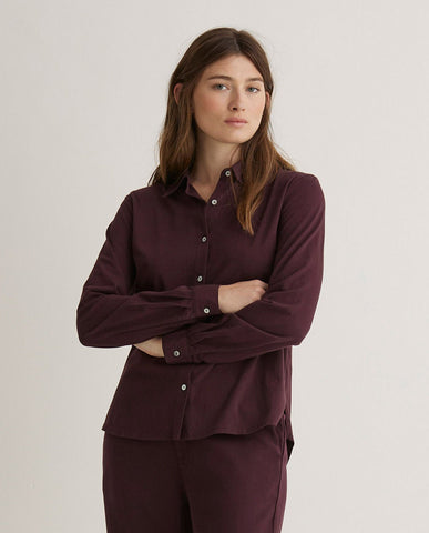 Camicia a maniche lunghe in 100% cotone color melanzana