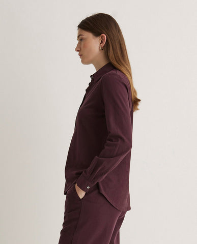 Camicia a maniche lunghe in 100% cotone color melanzana