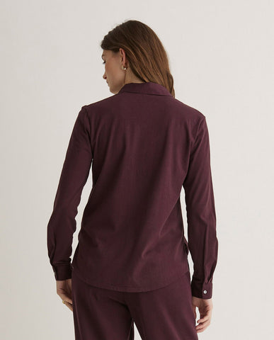 Camicia a maniche lunghe in 100% cotone color melanzana