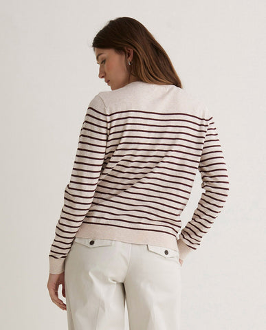 Maglione in cotone biologico a righe ecrù