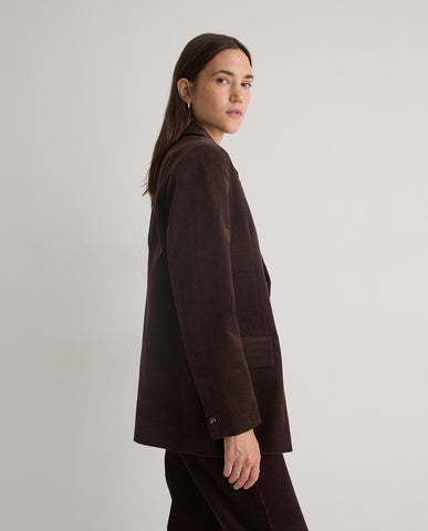 Blazer in velluto a coste di cotone color cioccolato