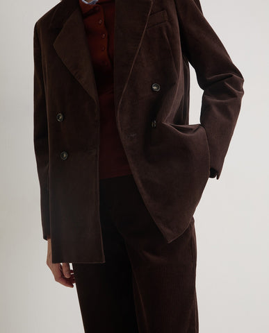 Blazer in velluto a coste di cotone color cioccolato