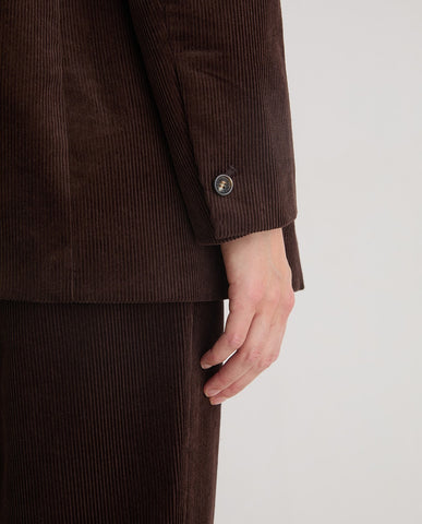 Blazer in velluto a coste di cotone color cioccolato