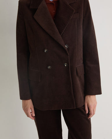 Blazer in velluto a coste di cotone color cioccolato