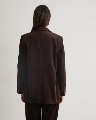 Blazer in velluto a coste di cotone color cioccolato