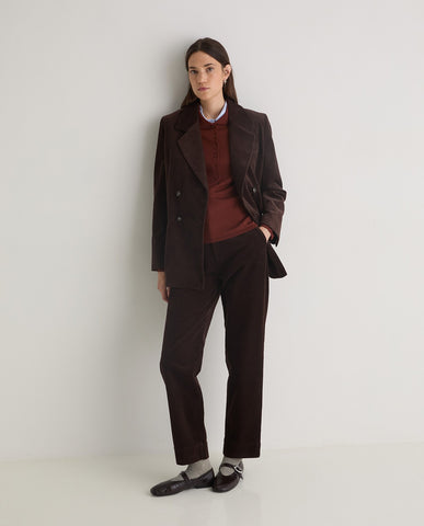 Blazer in velluto a coste di cotone color cioccolato