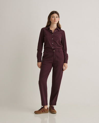 Pantaloni in tencel marrone regular fit