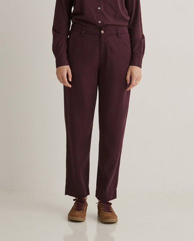 Pantaloni in tencel marrone regular fit