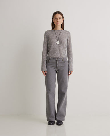 Jeans a gamba larga in cotone biologico grigio