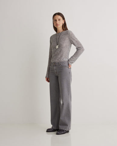 Jeans a gamba larga in cotone biologico grigio