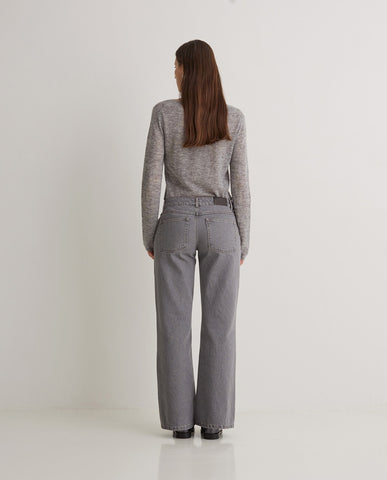 Jeans a gamba larga in cotone biologico grigio