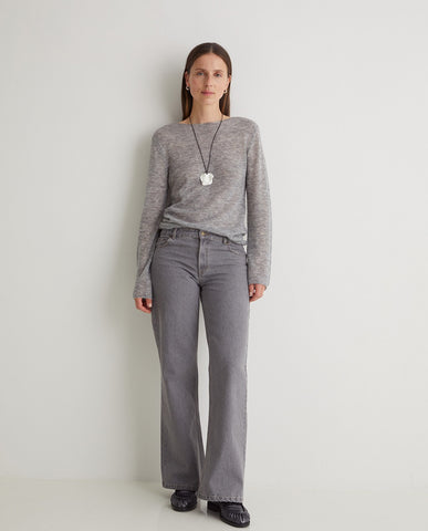 Jeans a gamba larga in cotone biologico grigio