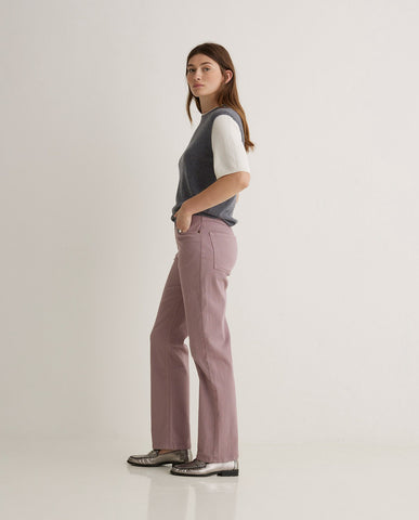 Jeans dritti in cotone biologico color malva