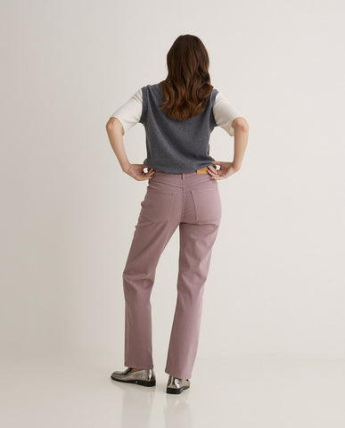Jeans dritti in cotone biologico color malva