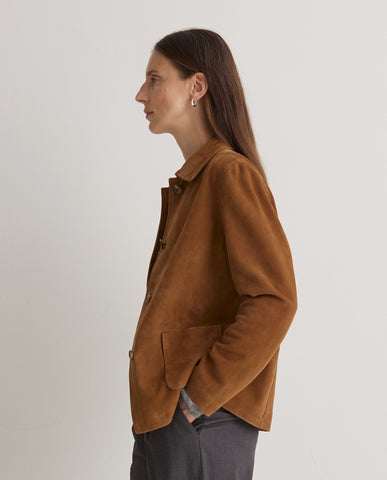 Giacca in pelle scamosciata marrone al 100%