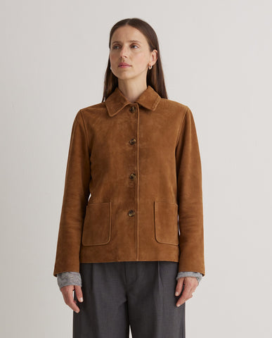 Giacca in pelle scamosciata marrone al 100%