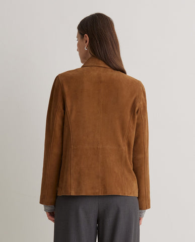 Giacca in pelle scamosciata marrone al 100%