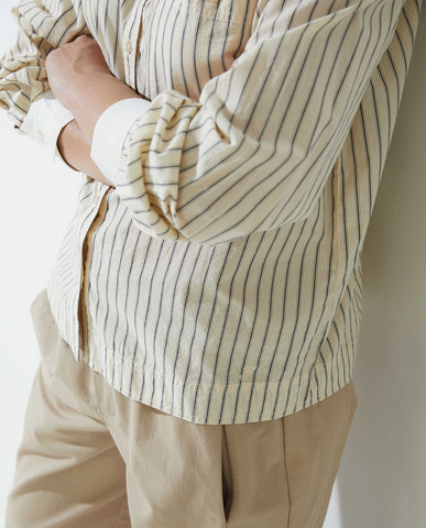 Blusa in 100% cotone a righe ecrù