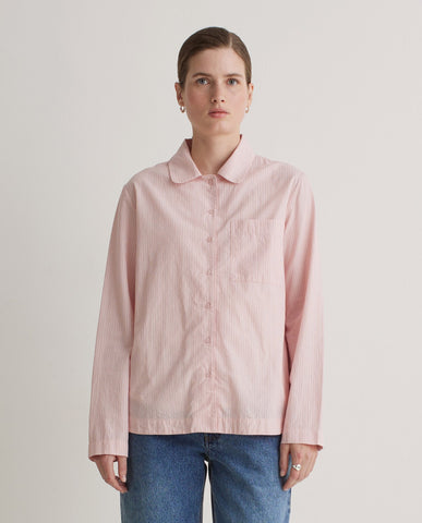 Camicia rosa in popeline di cotone biologico al 100%