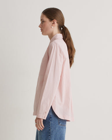 Camicia rosa in popeline di cotone biologico al 100%