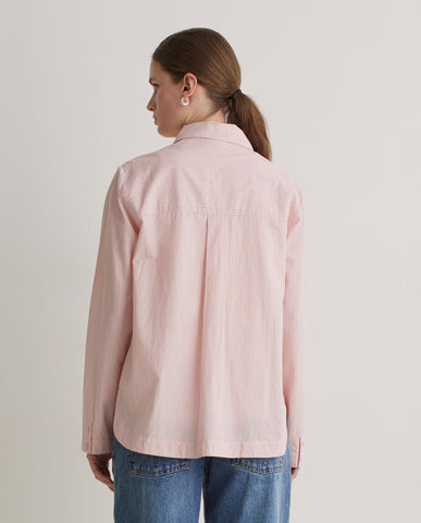 Camicia rosa in popeline di cotone biologico al 100%