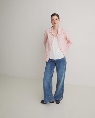 Camicia rosa in popeline di cotone biologico al 100%