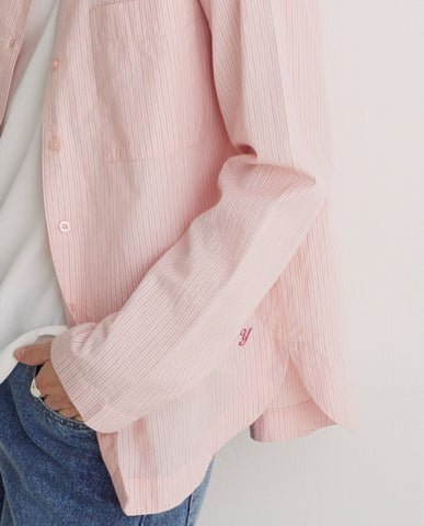 Camicia rosa in popeline di cotone biologico al 100%