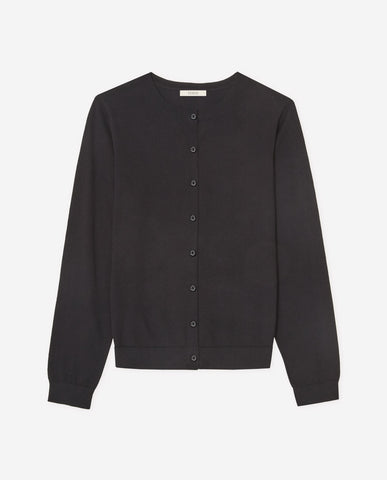 Cardigan girocollo in cotone biologico nero