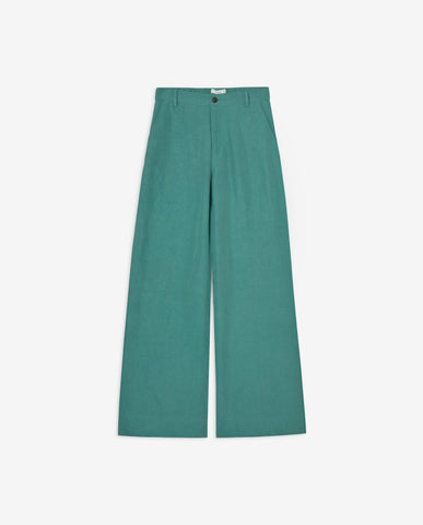 Pantaloni dritti sartoriali in misto lino