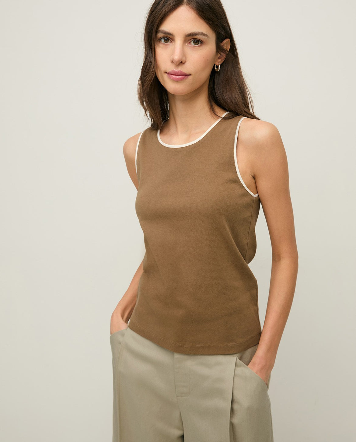 INAWLY Top casual estivo senza maniche in maglia a costine con scollo a