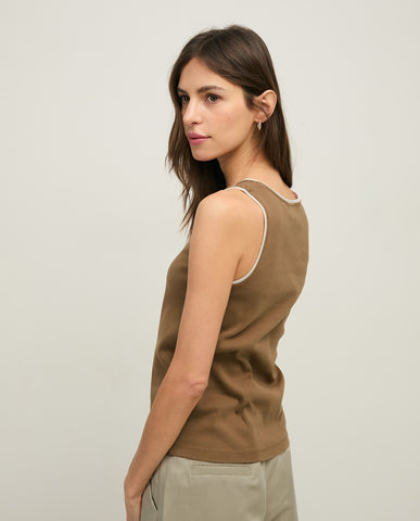 Top in cotone bicolore