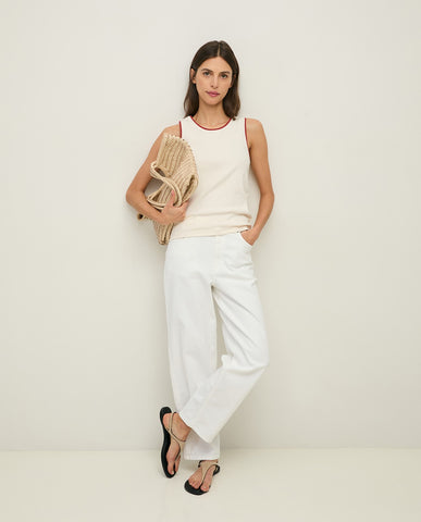 Top in cotone bicolore