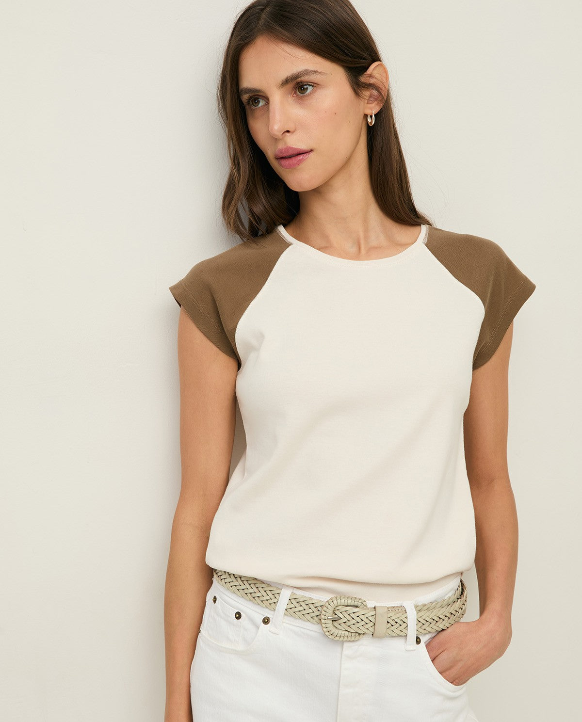 T-shirt in cotone bicolore