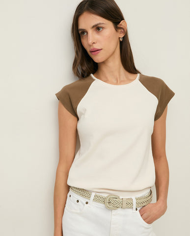 T-shirt in cotone bicolore