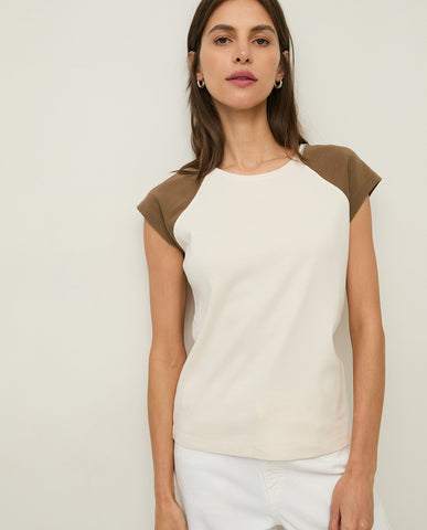 T-shirt in cotone bicolore