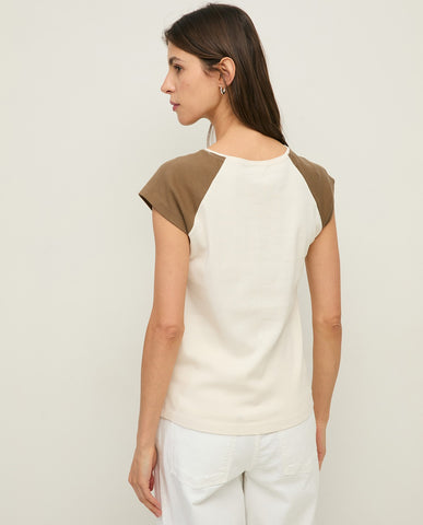T-shirt in cotone bicolore