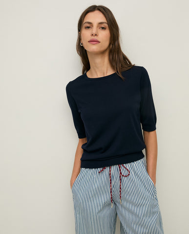 Maglione a maniche corte con scollo rotondo