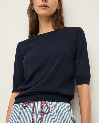 Maglione a maniche corte con scollo rotondo