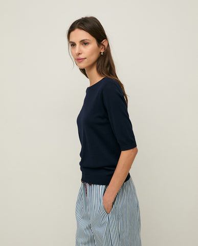 Maglione a maniche corte con scollo rotondo