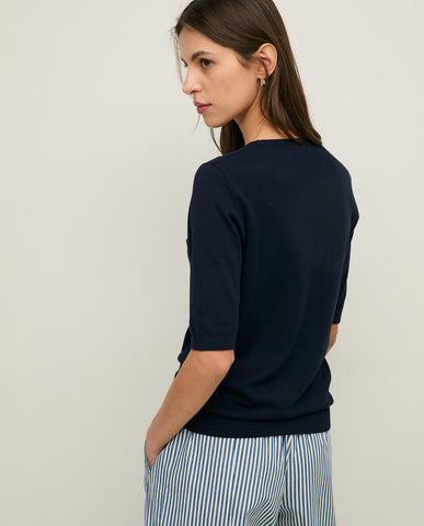 Maglione a maniche corte con scollo rotondo