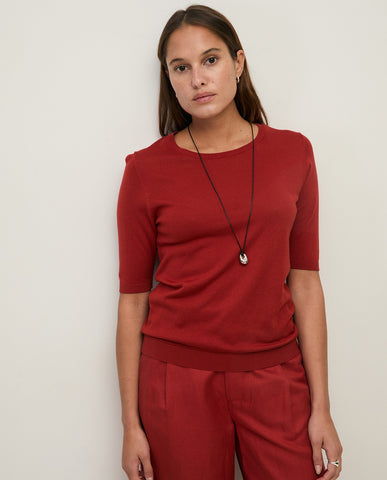 Maglione a maniche corte con scollo rotondo