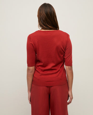 Maglione a maniche corte con scollo rotondo