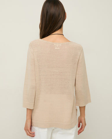 Maglione in lino con maniche alla francese