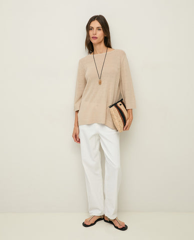 Maglione in lino con maniche alla francese
