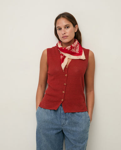 Gilet in lino con scollo a V