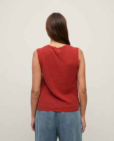 Gilet in lino con scollo a V