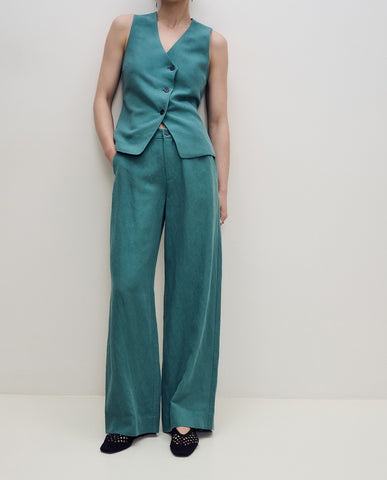 Pantaloni dritti sartoriali in misto lino