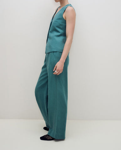 Pantaloni dritti sartoriali in misto lino