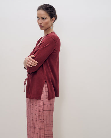 Cardigan in lino pregiato e cotone