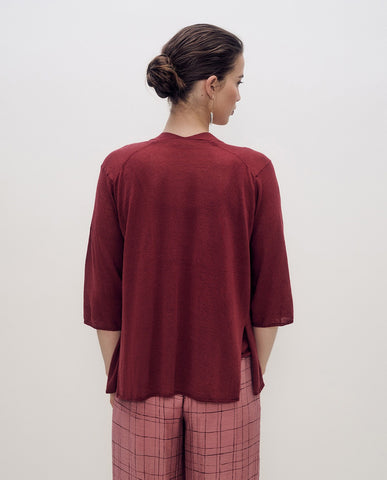 Cardigan in lino pregiato e cotone